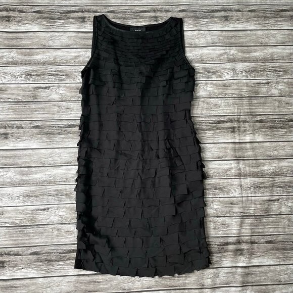 Alfani Sleeveless Flutter Front Flapper Style Mini Dress 4 LBD Black Dress Short - Picture 3 of 12